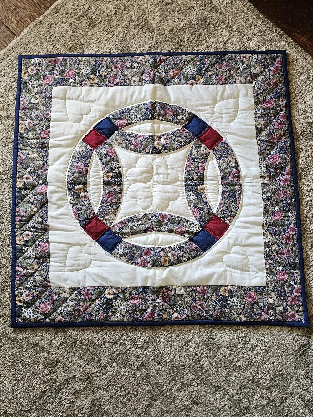 Handmade Double Wedding Ring Quilt Wall Hanging – 30